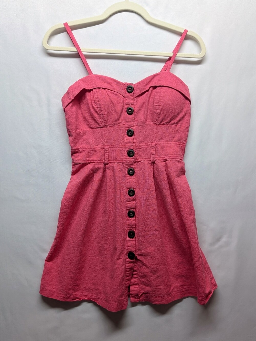 567-Seduction Sleeveless Pink Button-Front Sundress